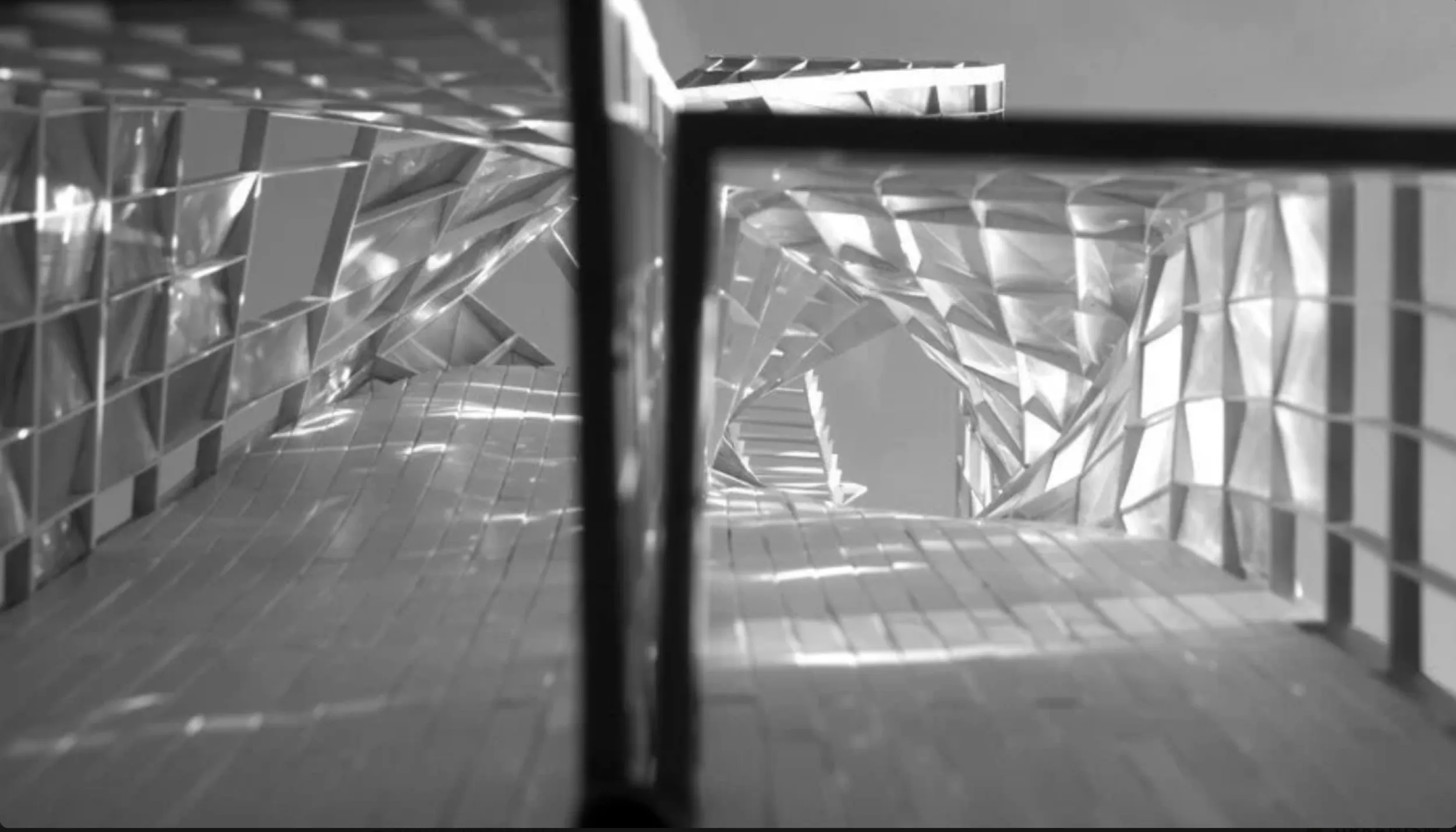 Lens Bridge — interior tube view through lens cladding