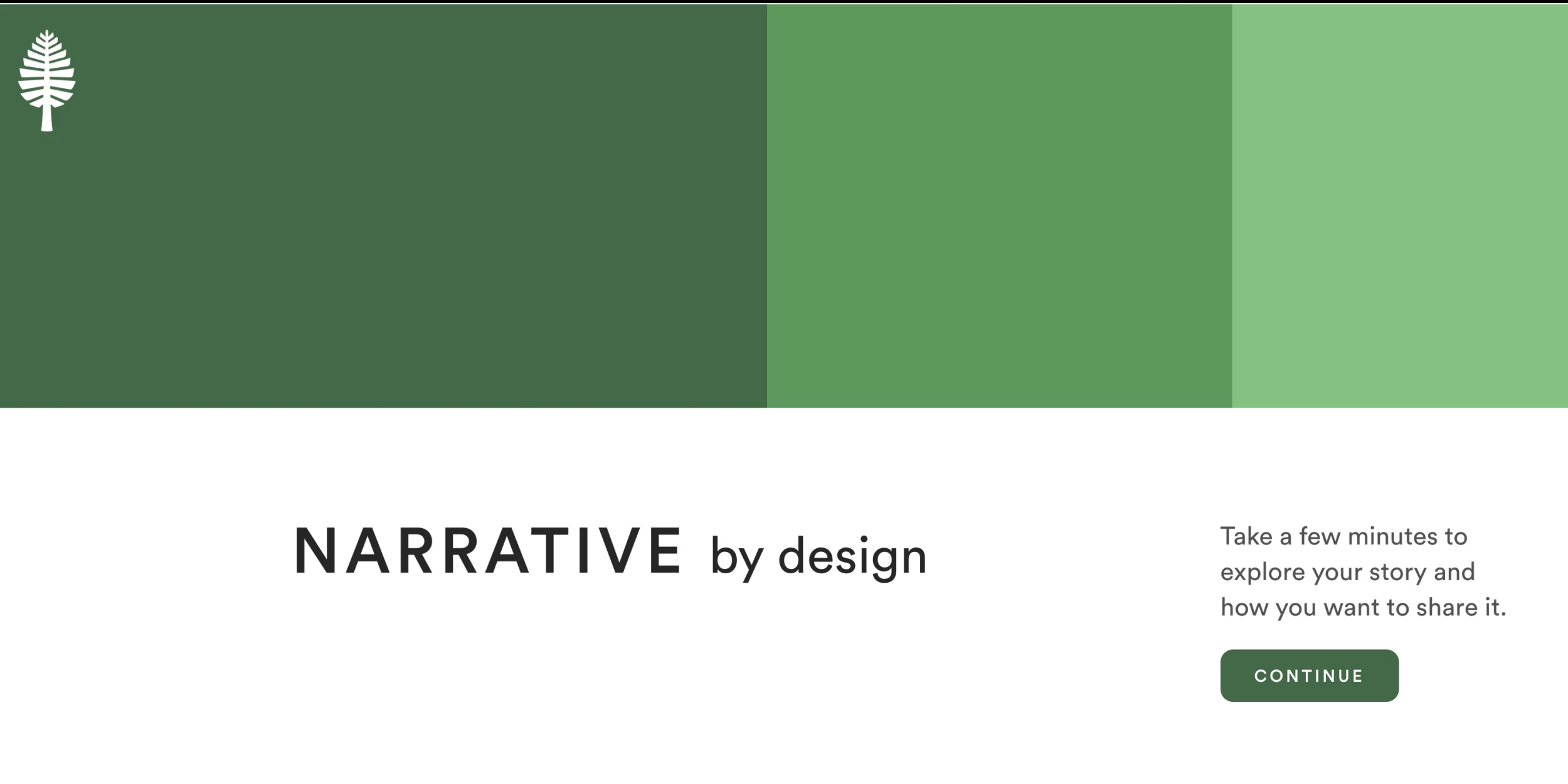 Narrative by Design web companion — landing screen